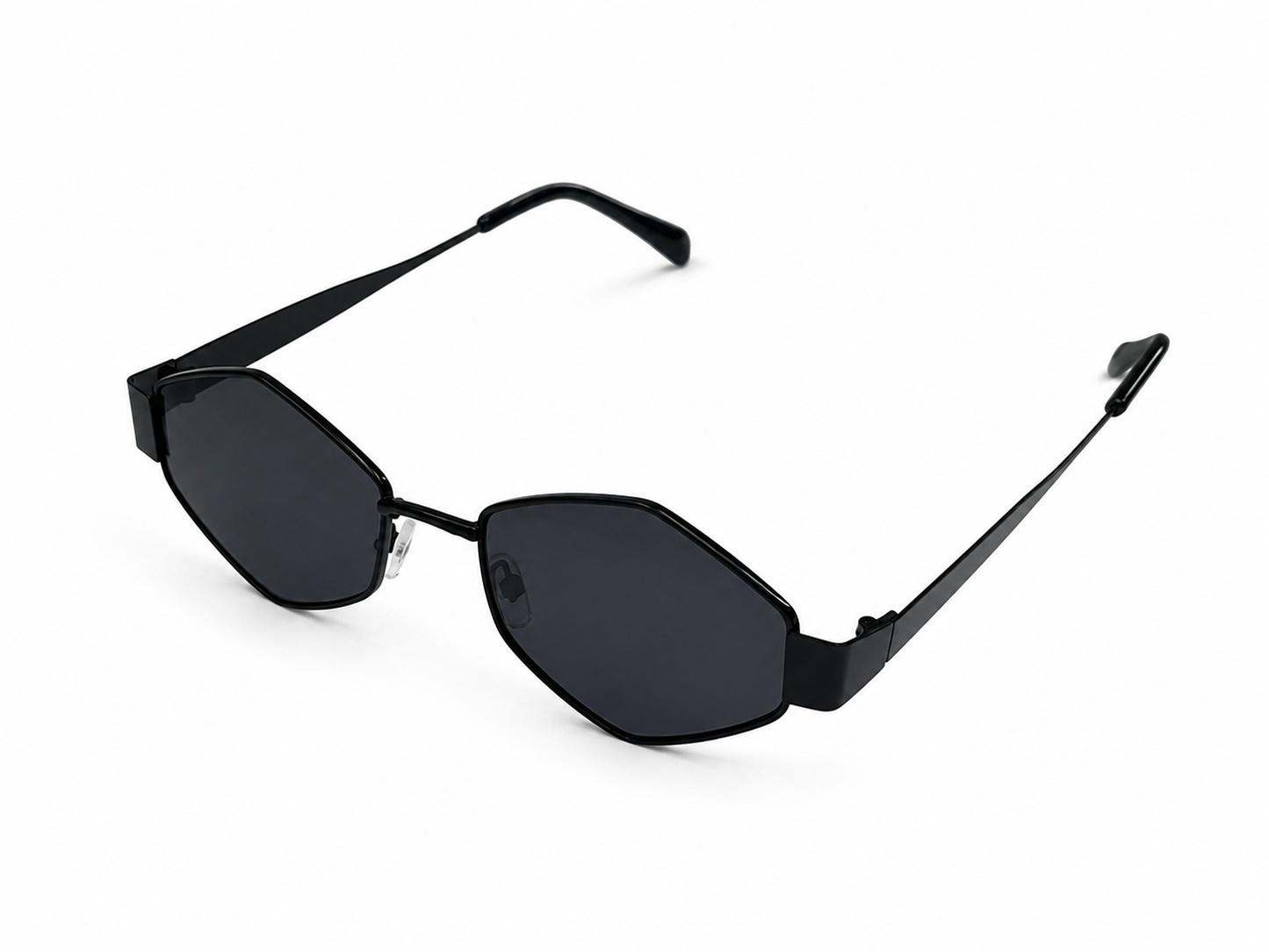 Lentes dama de sol octagonales negros modernos
