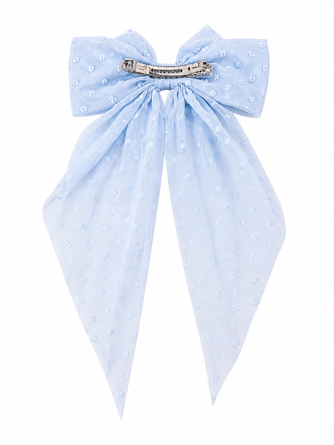 Moño coquette niña azul cielo con flores y tirantes largos 🎀🩵🌸