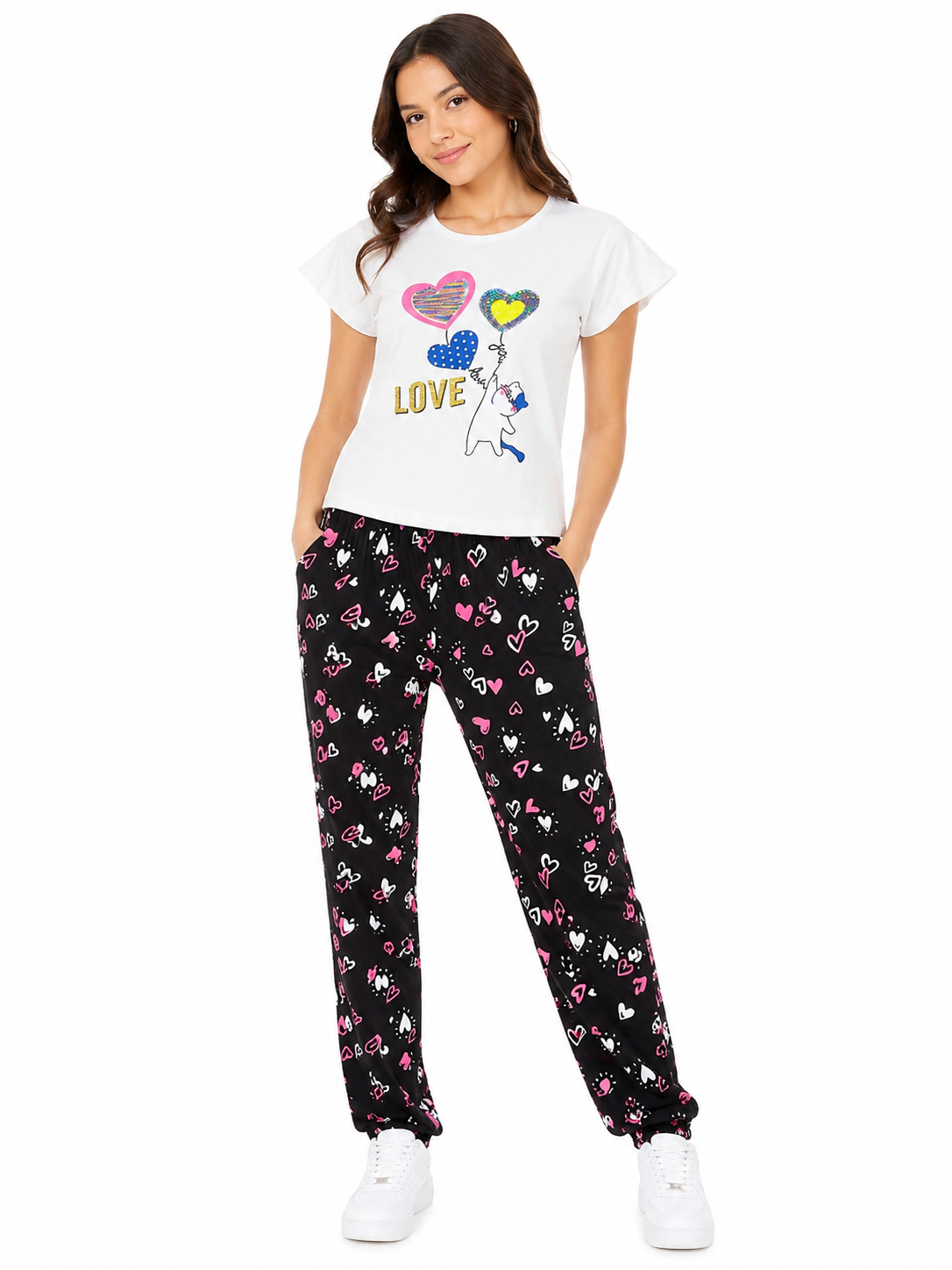 Set niña playera y pantalón estampado