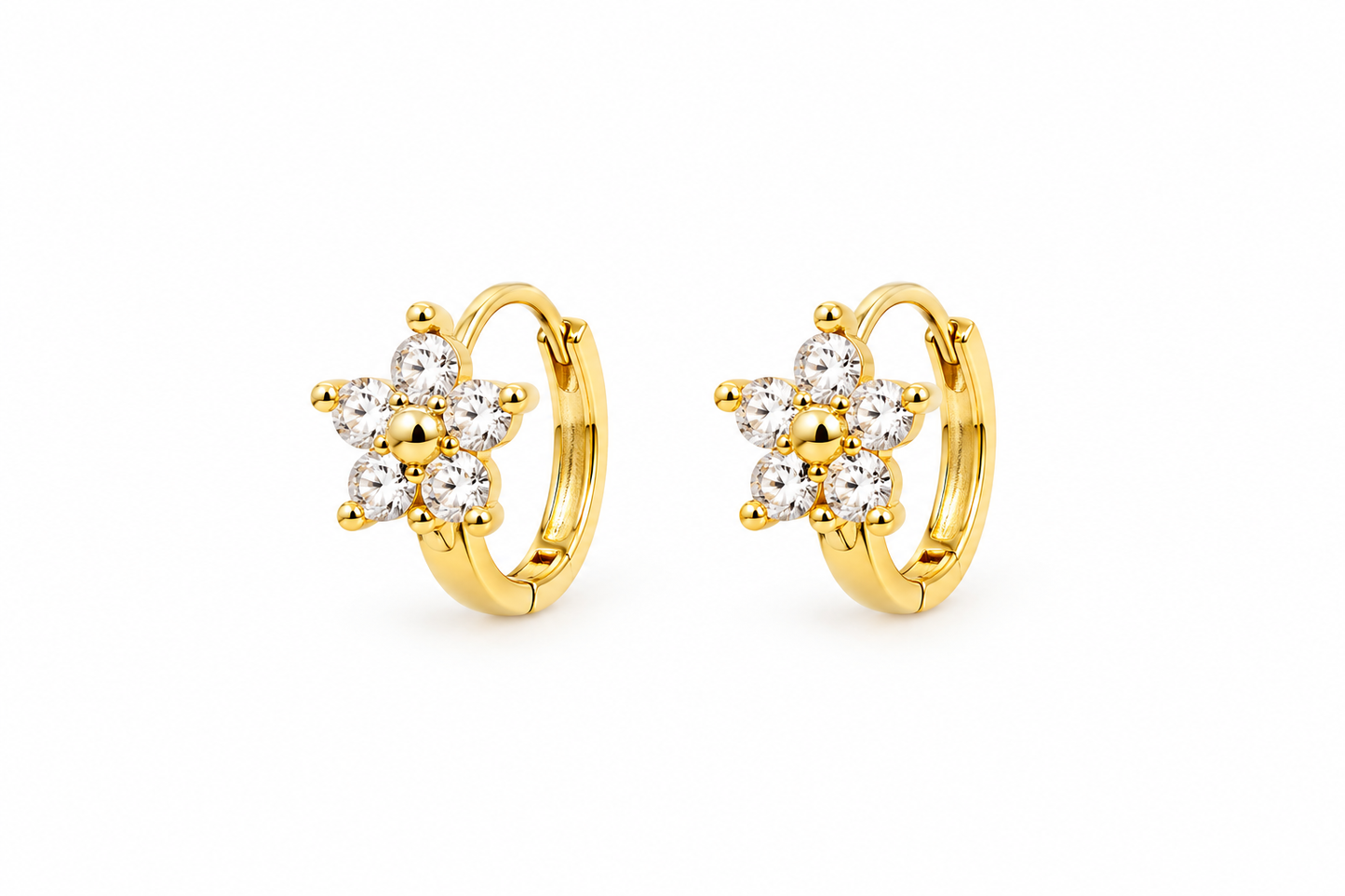 Aretes dama argolla floral con cristales ✨🌼