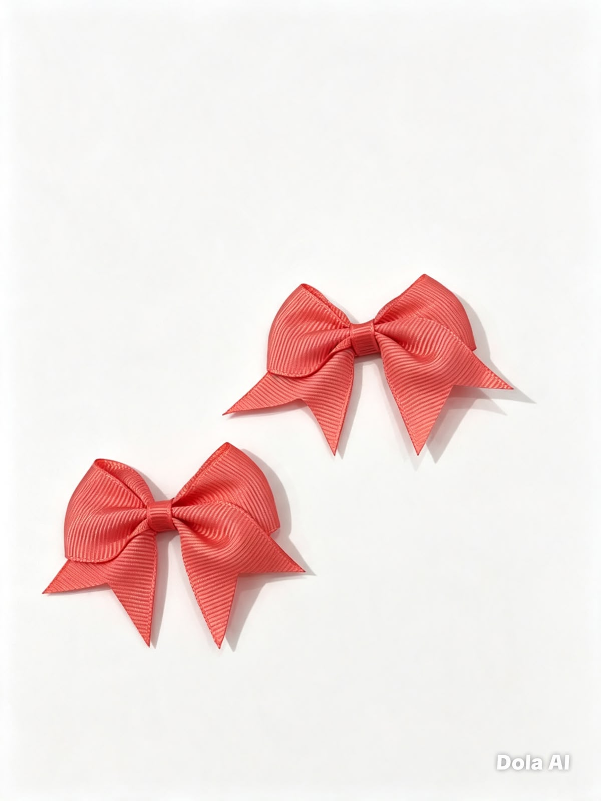 Moño par niña rosa coral con puntas