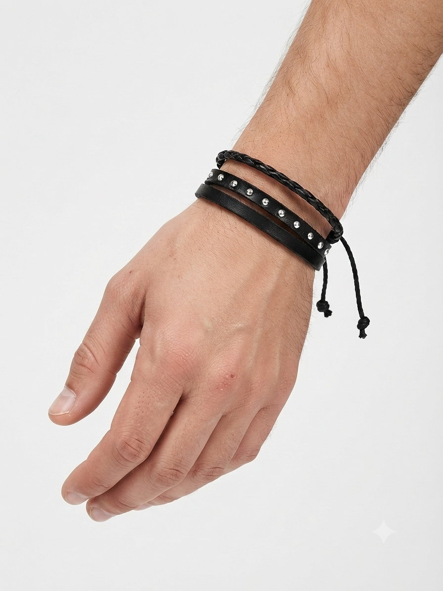 Pulsera Caballero Negra Multicapa 🖤