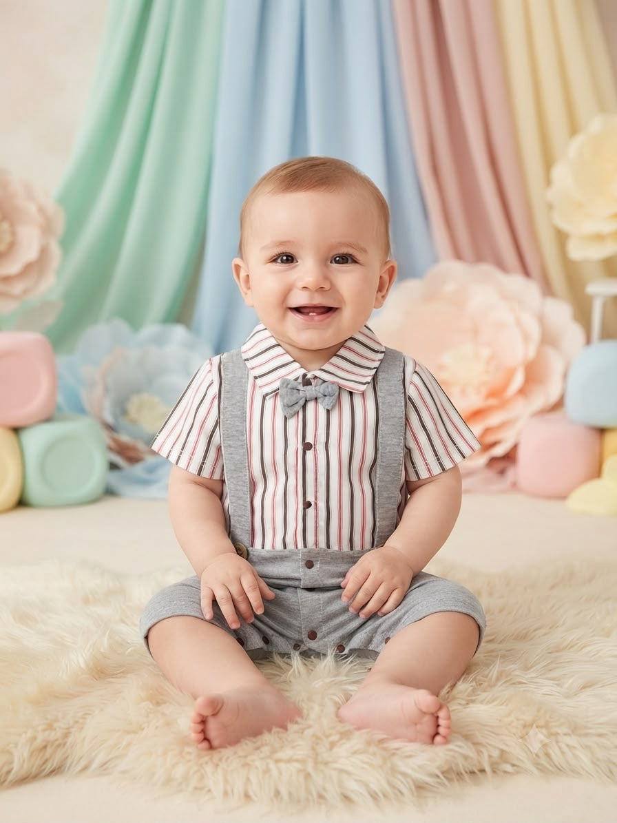 Set niño con tirantes y moño