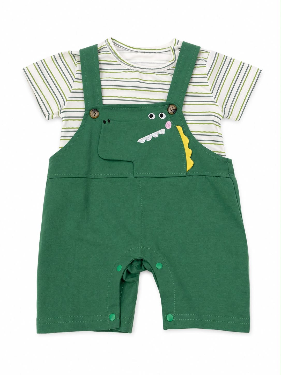 Set niño con jumper verde cocodrilo y playera rayas