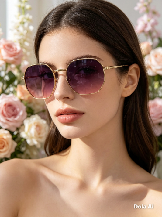 Lentes dama octagonales con degradado morado
