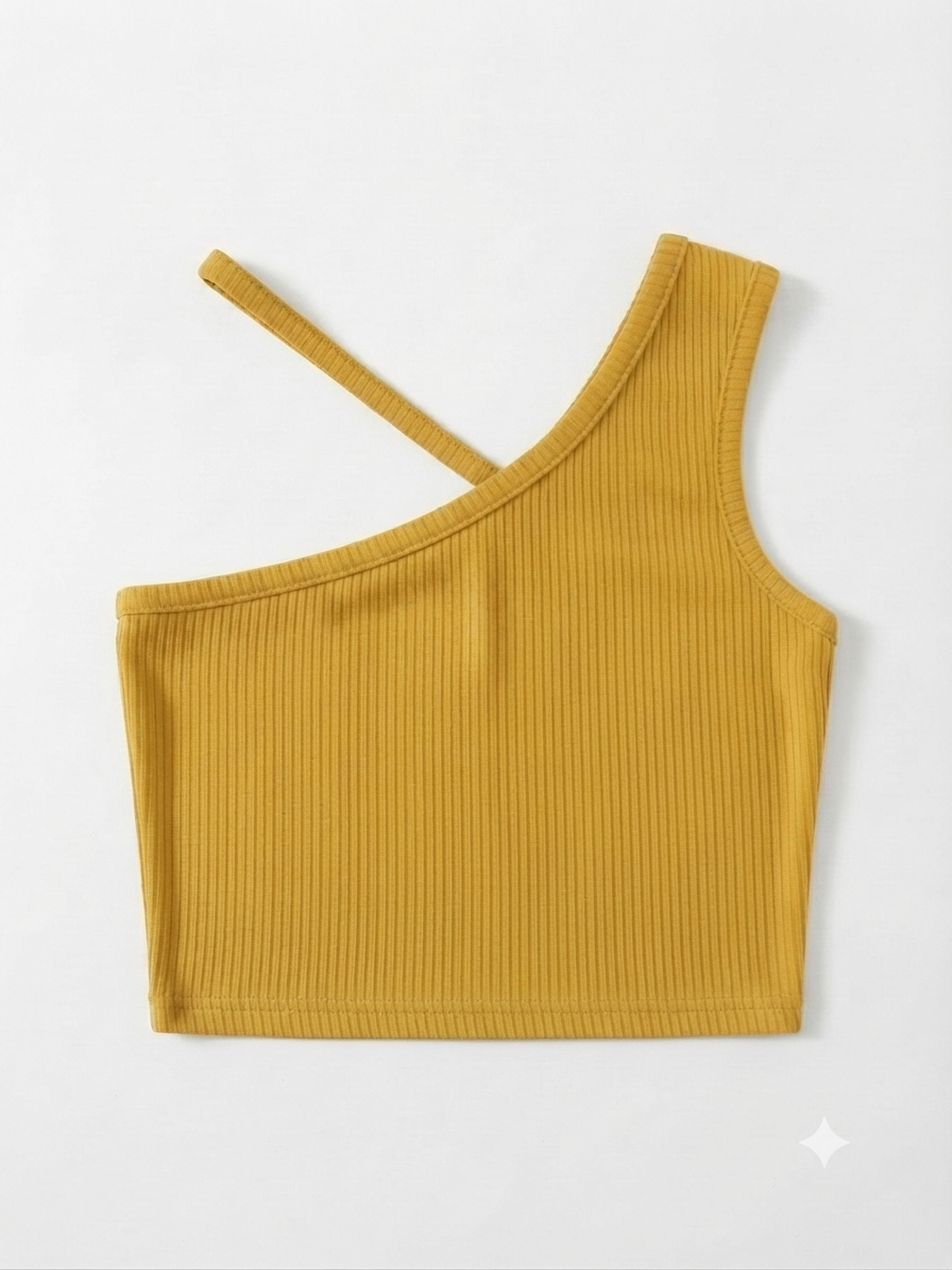 Blusa niña mostaza de un hombro