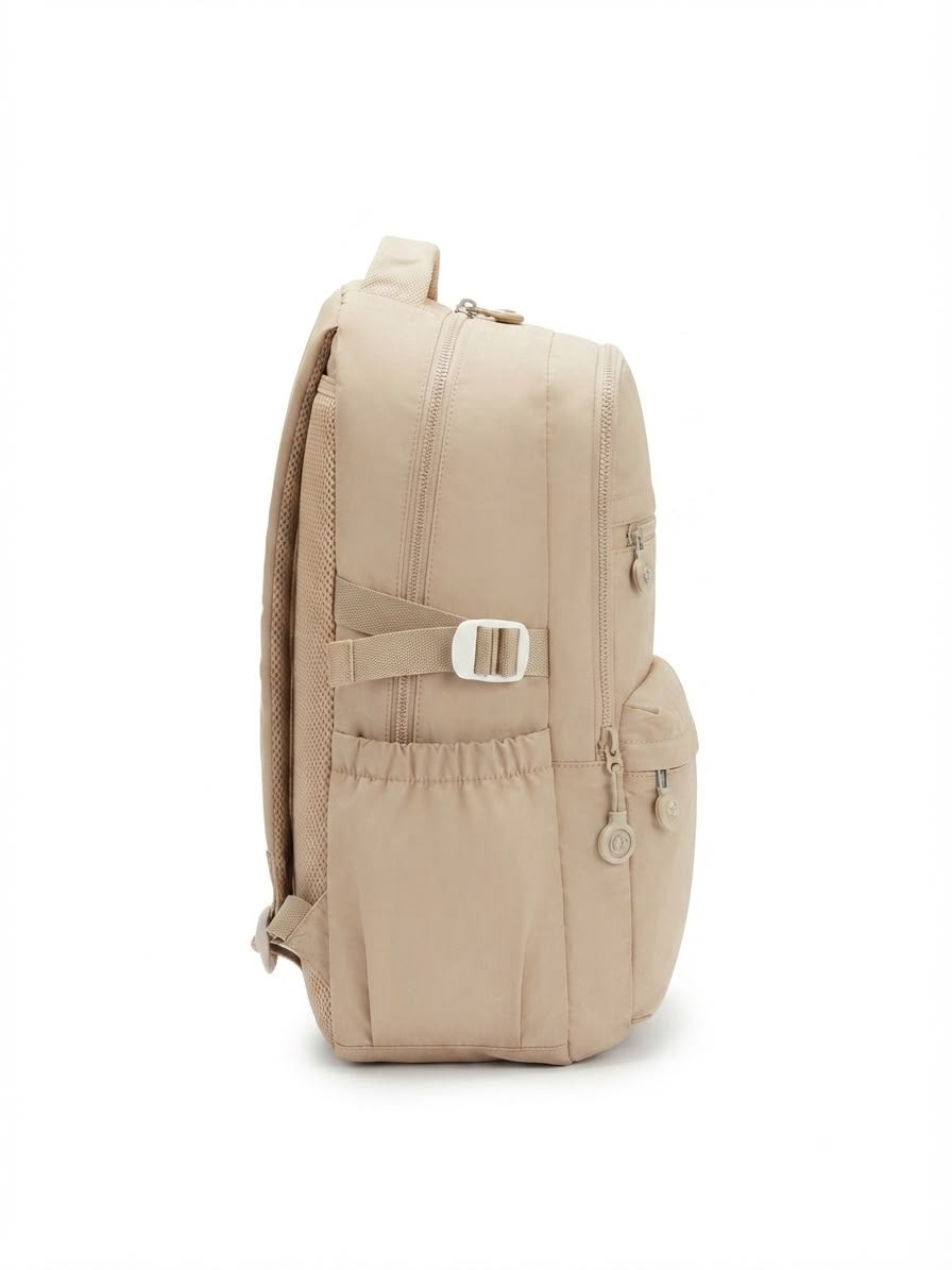 Mochila juvenil beige con detalles de osito 🎒🤎