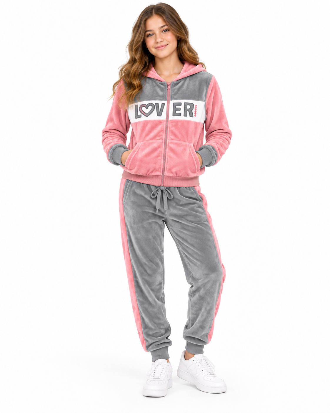 Set niña deportivo rosa y gris “LOVER”