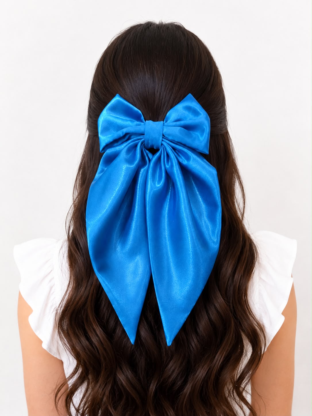 🎀 Moño coquette niña satinado Azul turquesa