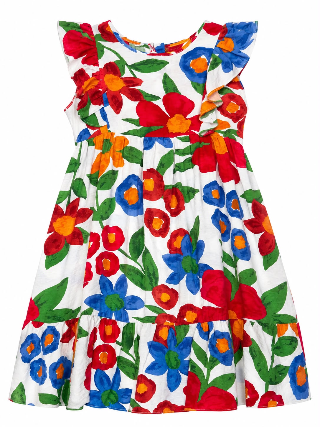 Vestido niña estampado floral rojo con Olanes t