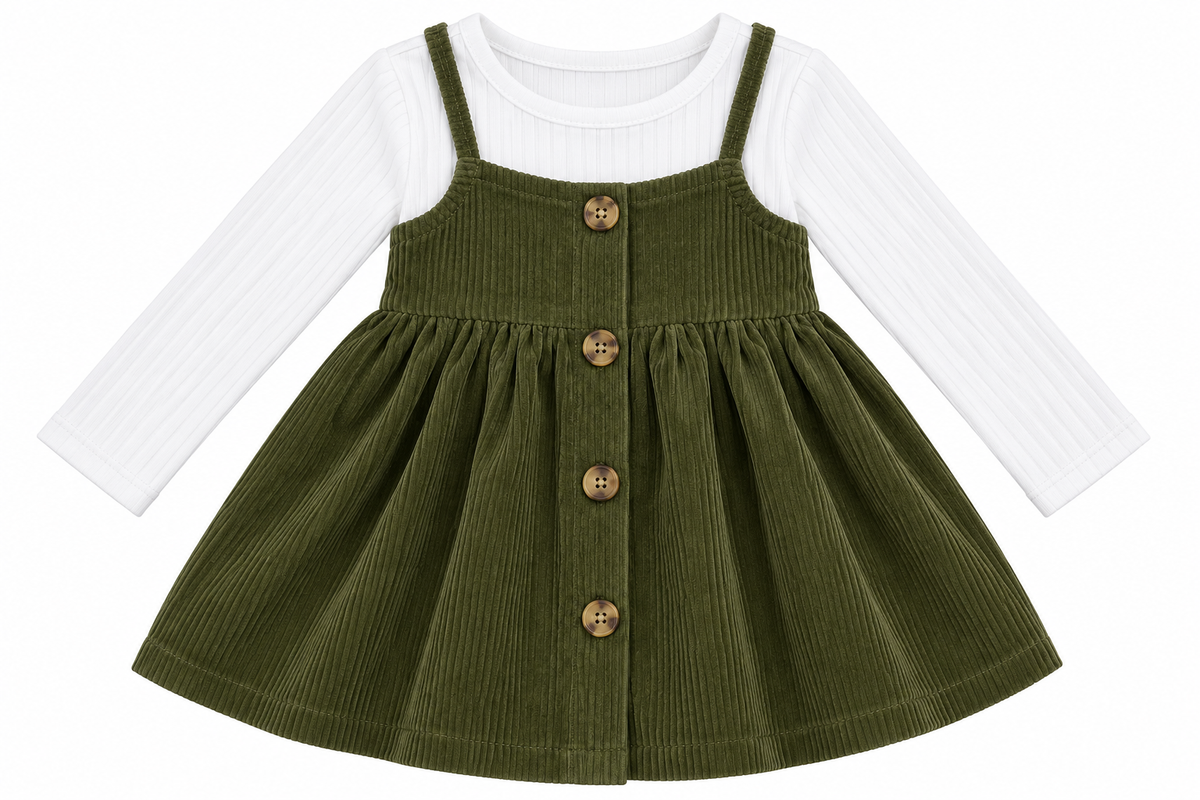 Vestido niña de pana con botones