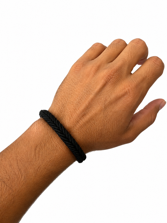 Pulsera Caballero Negra Trenzada 🖤
