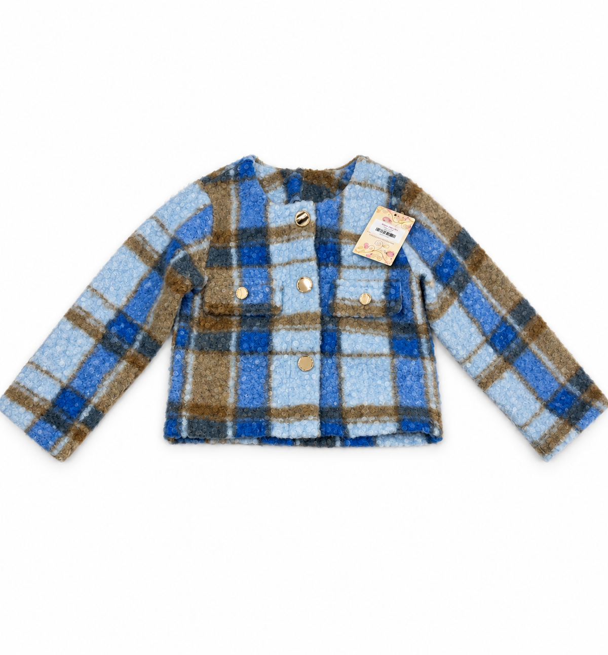 Blusa niña – Estampado a cuadros con botones dorados