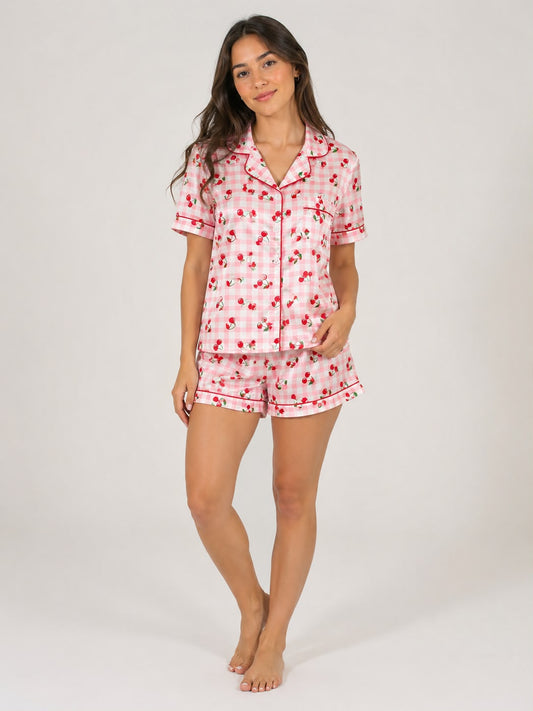 Pijama Dama Cerezas Rosa