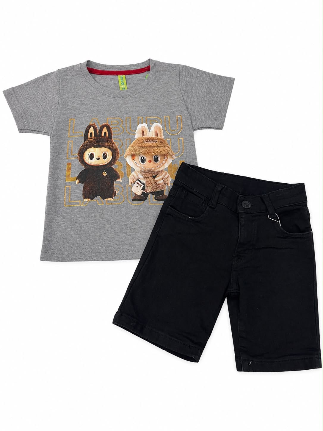 Set niño playera estampada con short negro