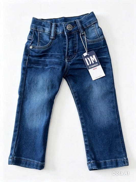 Pantalón niño mezclilla azul con efecto deslavado