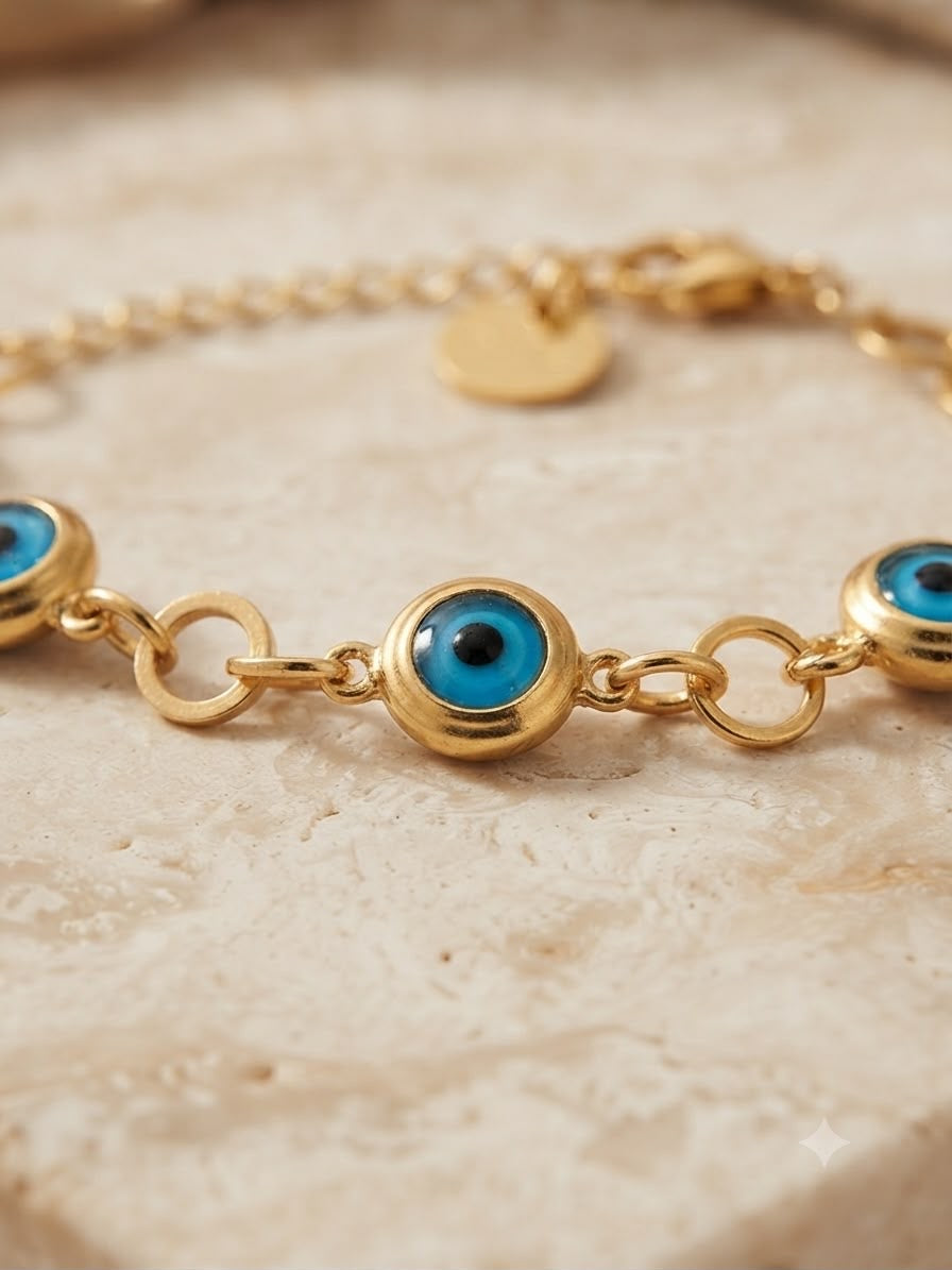 Pulsera Dama ojo turco dorado