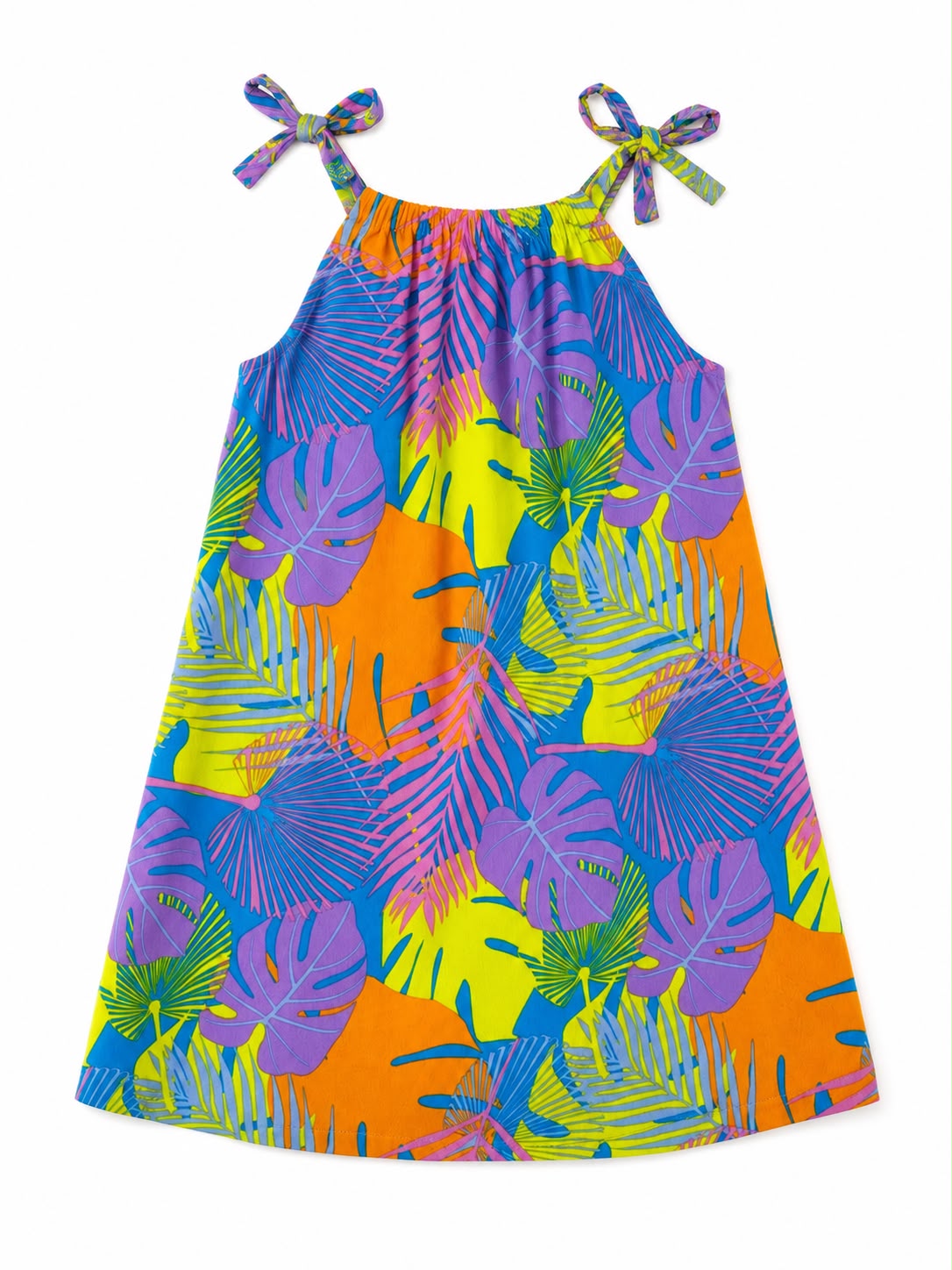 Vestido niña estampado tropical multicolor