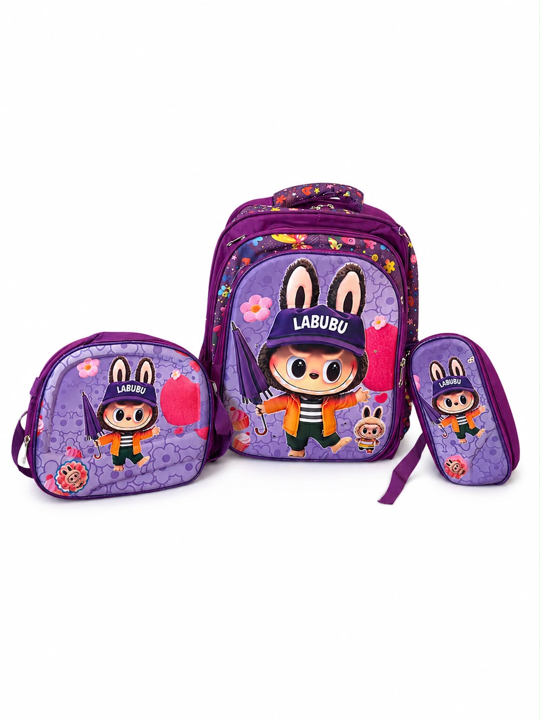 Set Mochila Infantil conejito 3 Piezas – Mochila, Lonchera y Lapicera