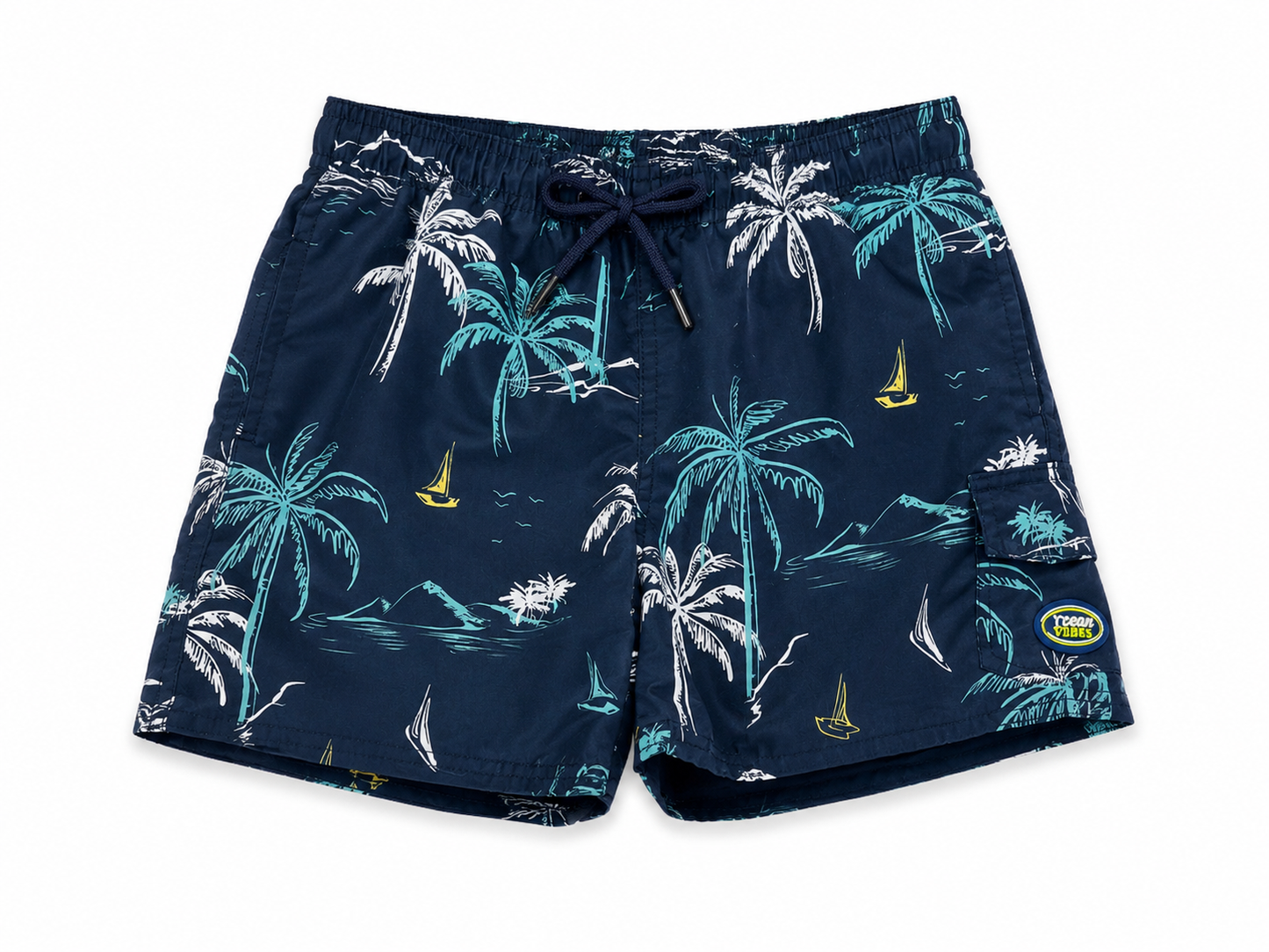 Short niño tipo playero con estampado tropical 🌴🌊
