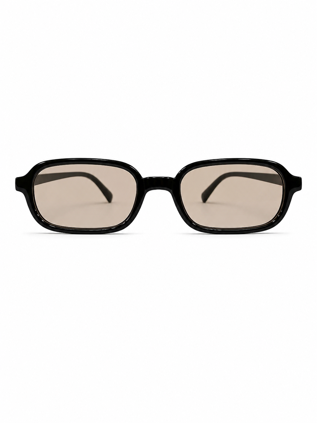 Lentes dama de sol rectangulares negros con mica café