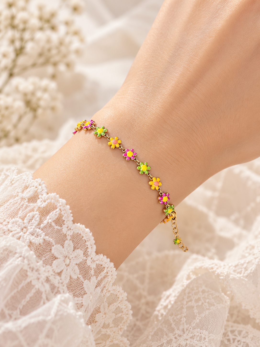 Pulsera dama florecitas