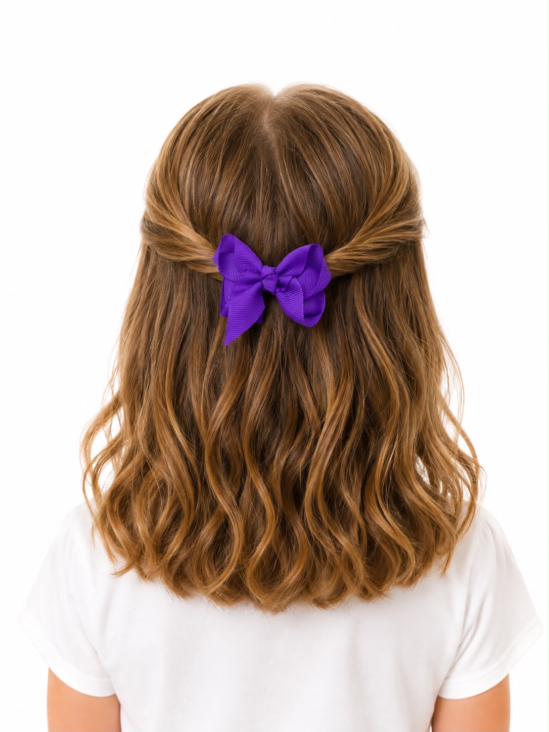 Moño chico niña morado clásico