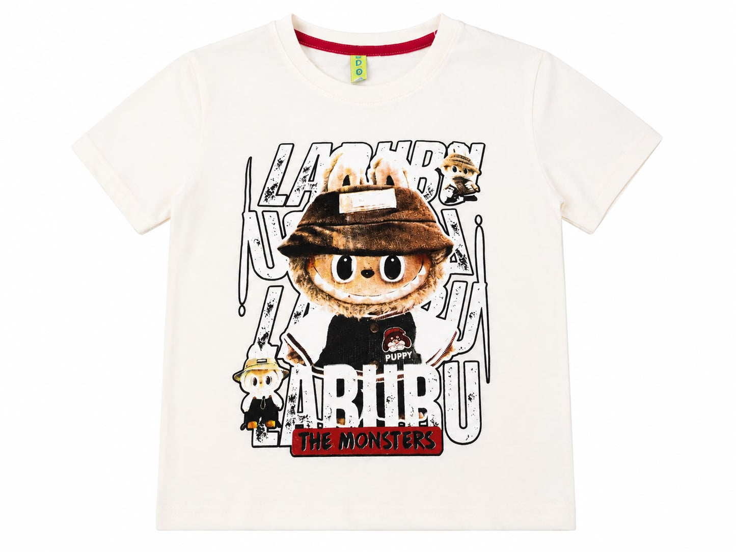 Playera niño cuello redondo color blanco con estampado frontal