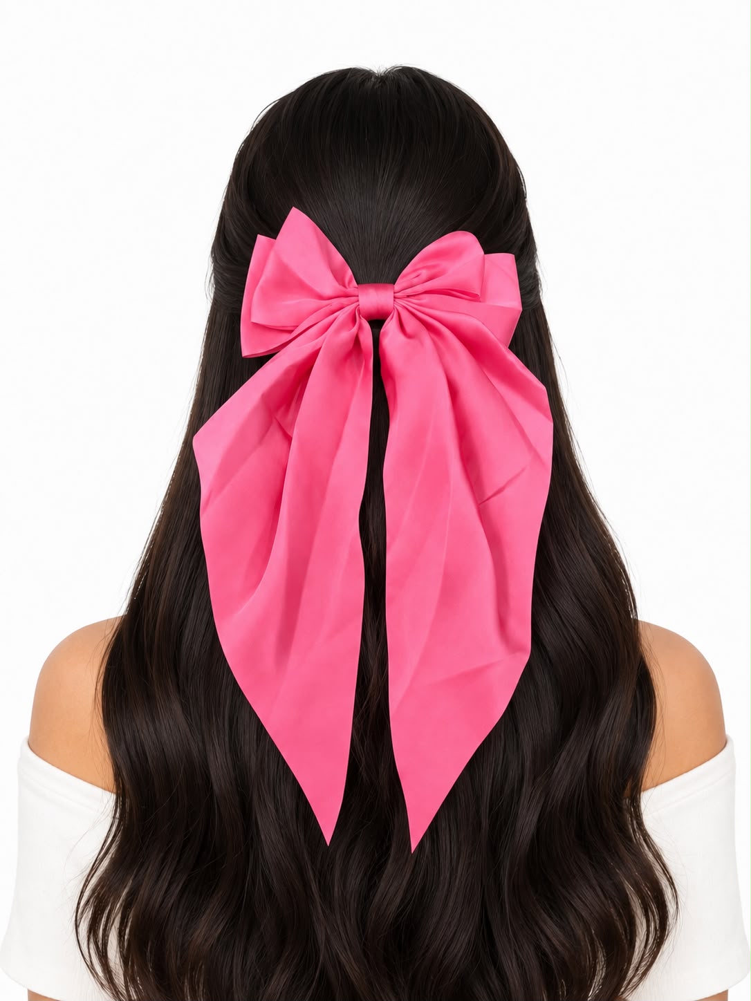 Moño coquette niña rosa fucsia con tirantes largos 🎀🩷