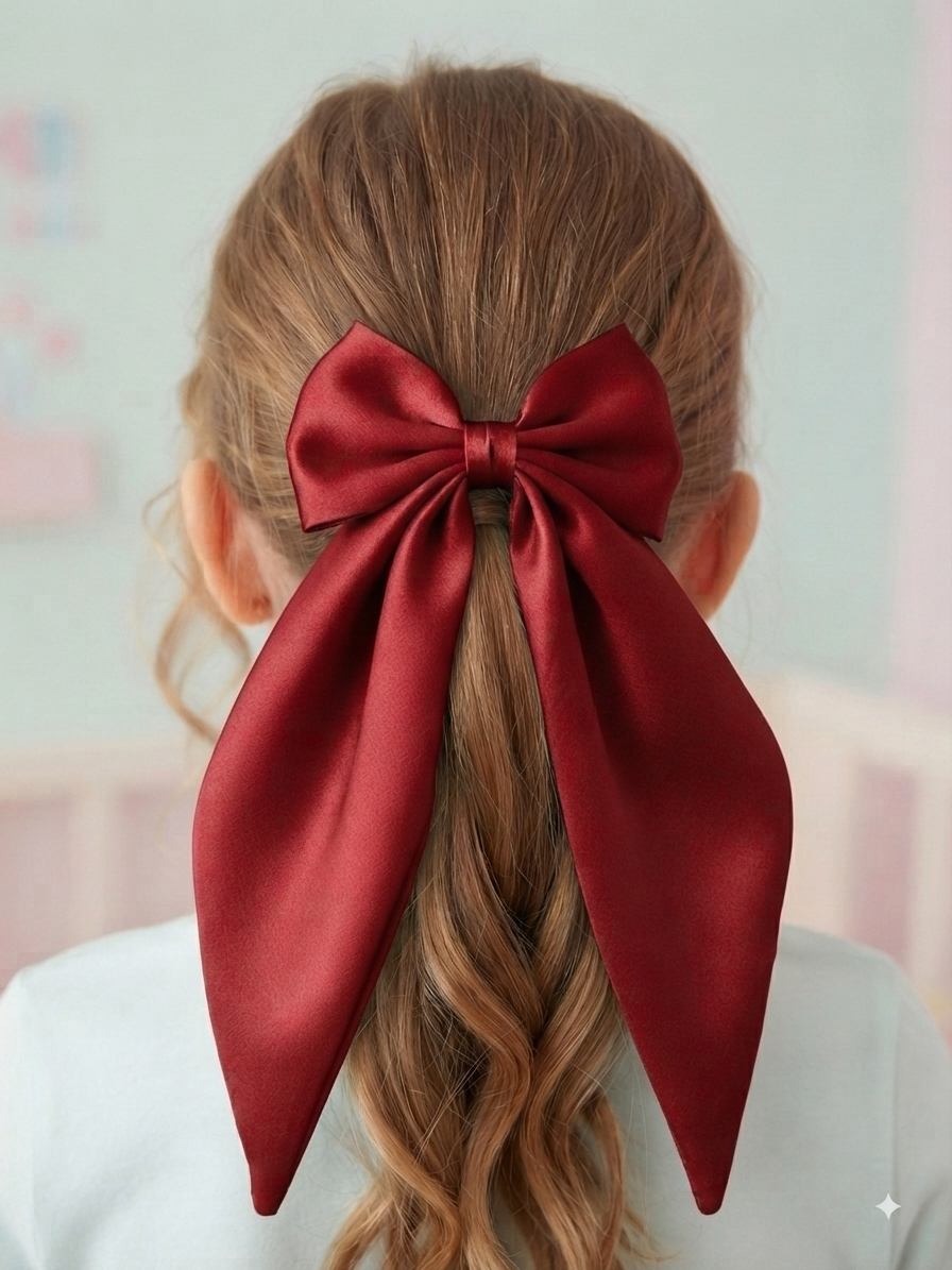 Moño Coquette Niña - Lazo Rojo Elegante Estilo Pañuelo