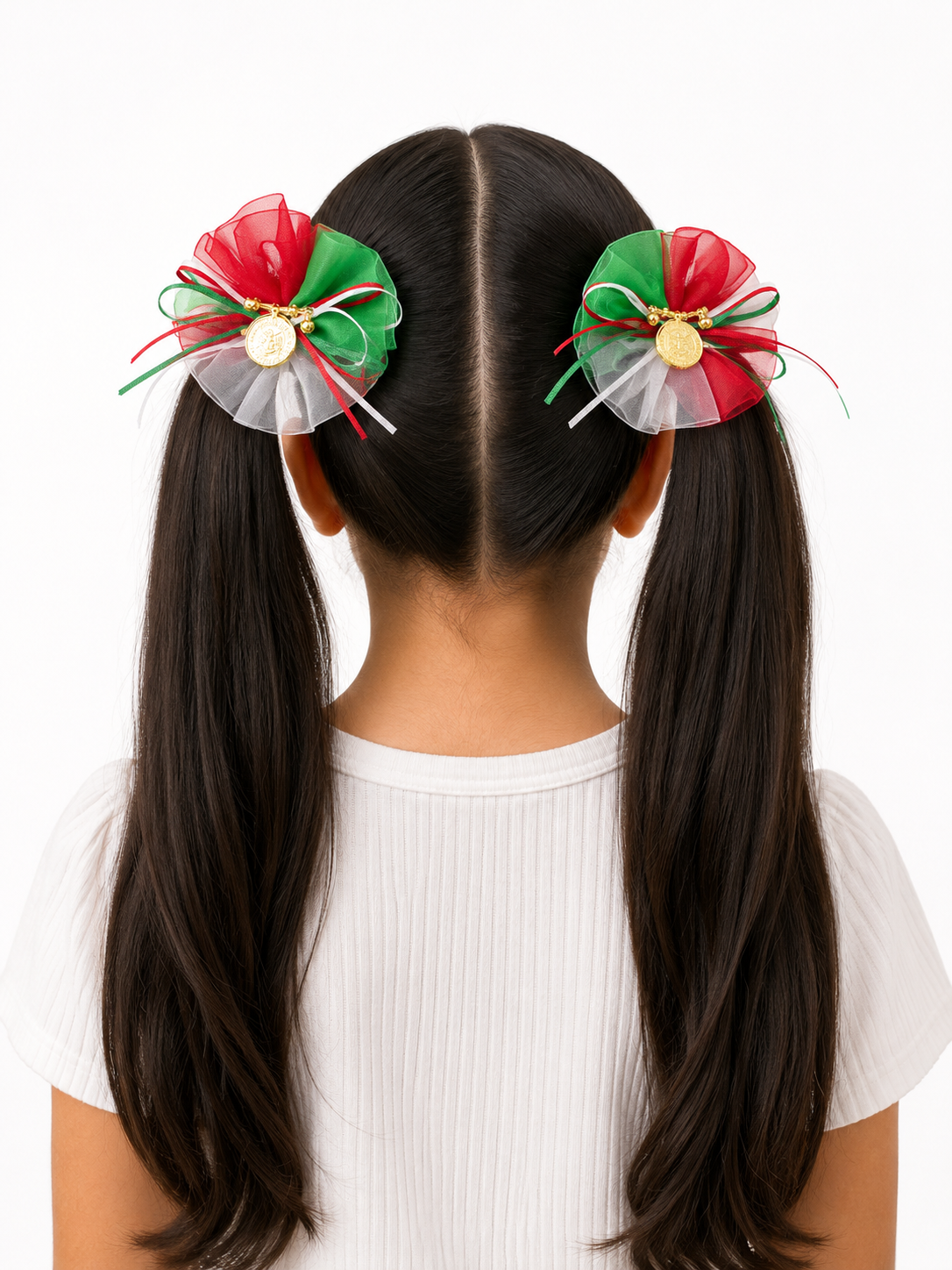 Moño par niña patrio tricolor diseño variado 🇲🇽🎀