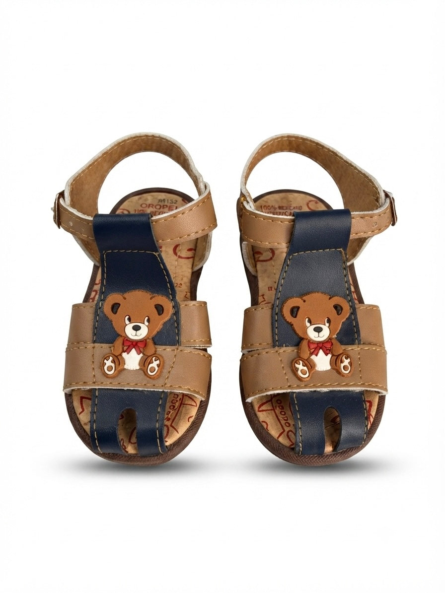 Huaraches niño OFERTA osito en tonos café y azul