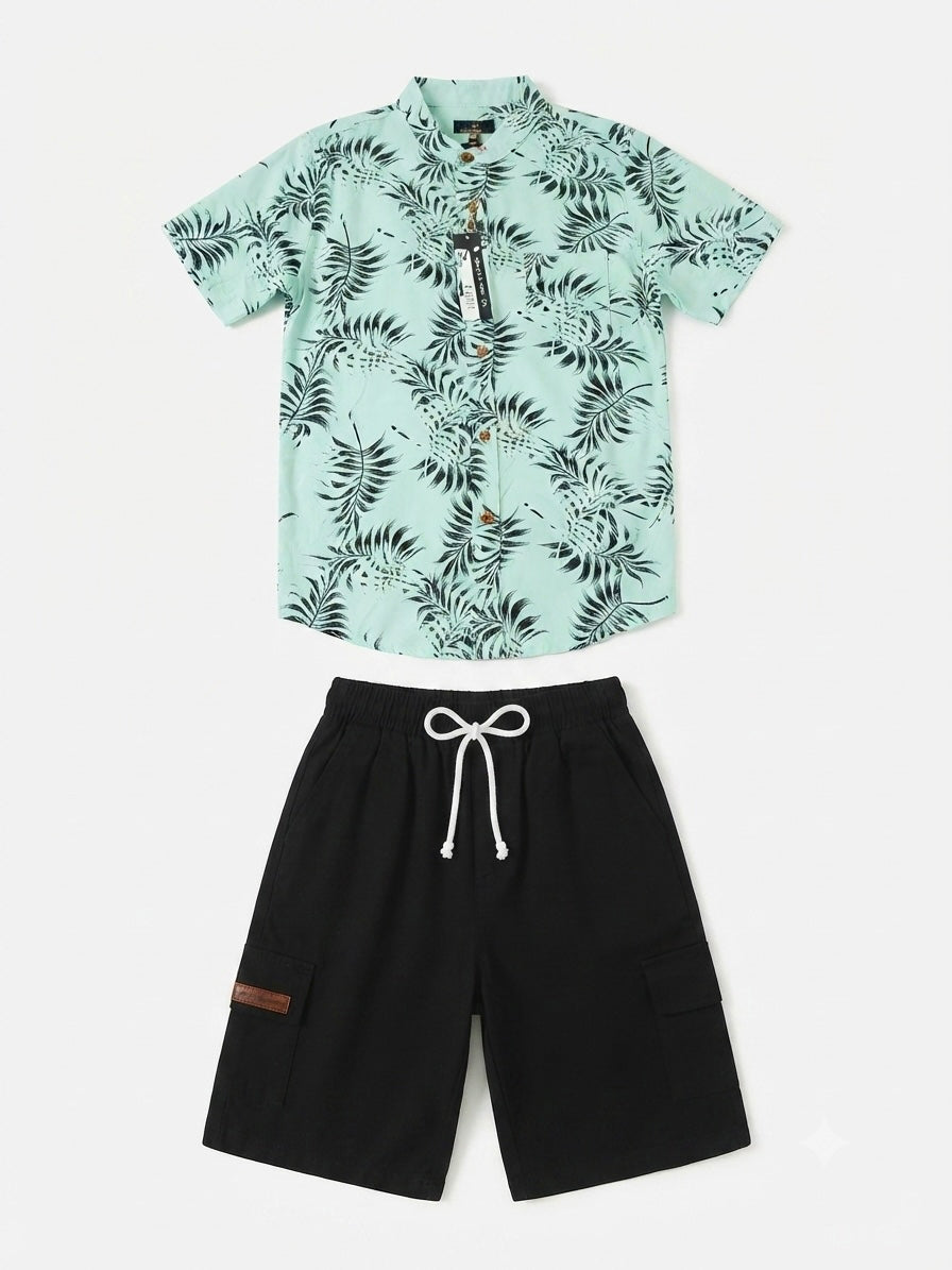 Set niño camisa tropical con bermuda cargo