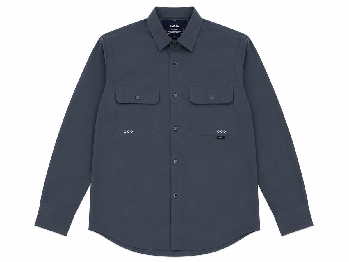 Camisa caballero manga larga con bolsillos