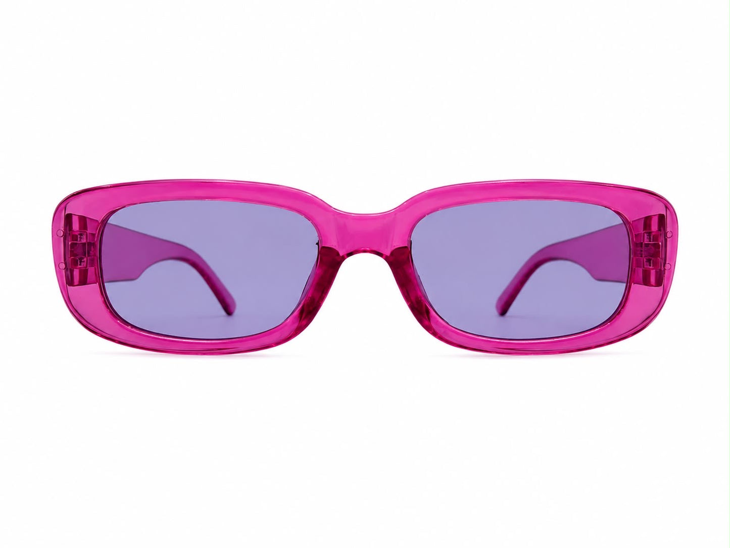 Lentes dama rectangulares color fucsia translúcido