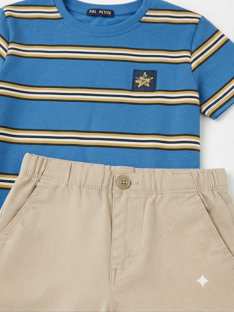 Set niño playera rayada con short casual