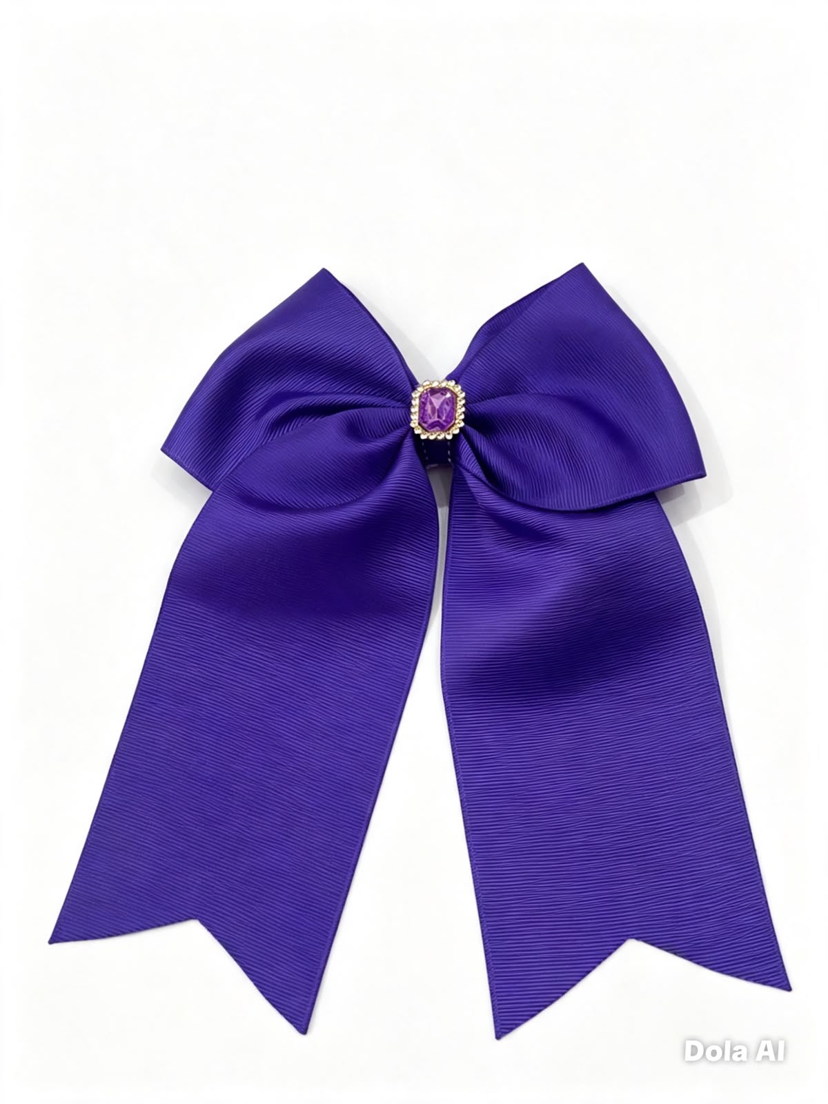 Moño niña morado con pedrería y tiras largas