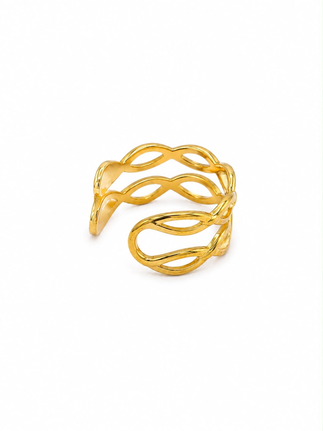 Anillo Dama Dorado diseño infinito entrelazado