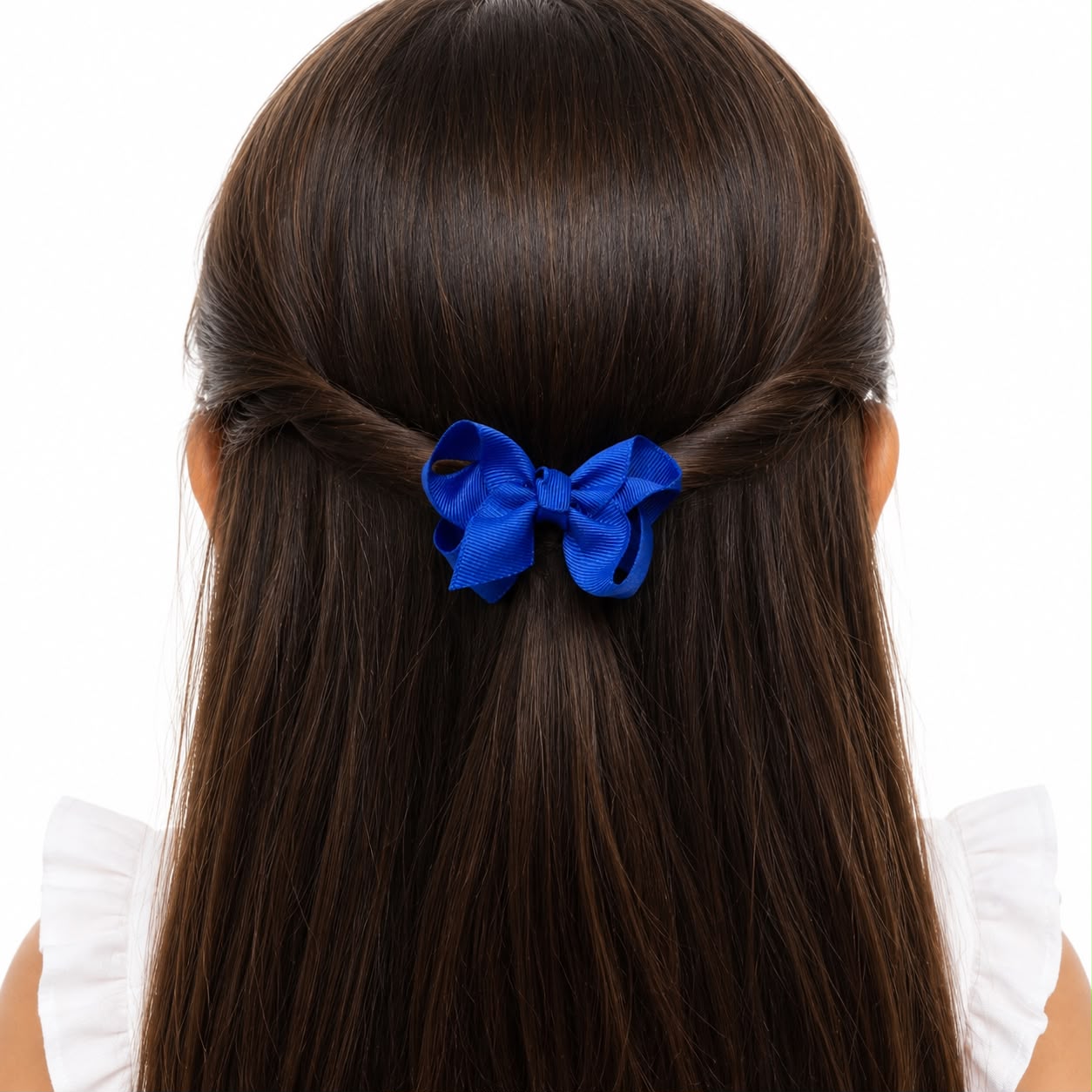 Moño chico niña azul rey con lazadas dobles 🎀💙