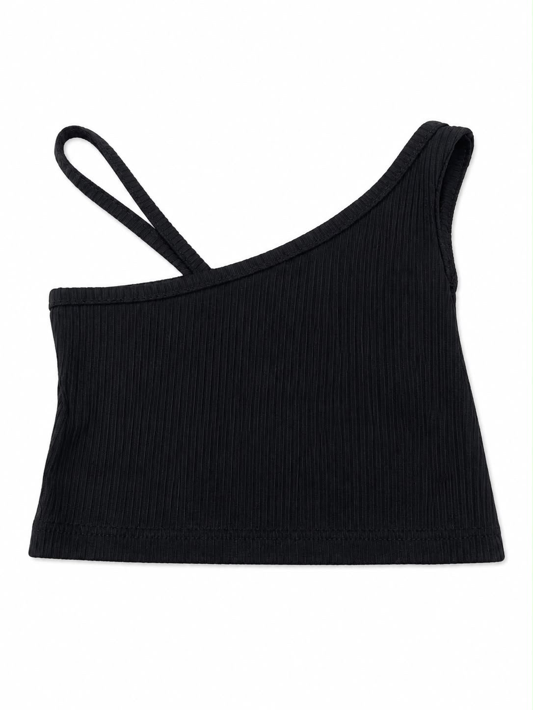 Blusa niña asimétrica negra moderna