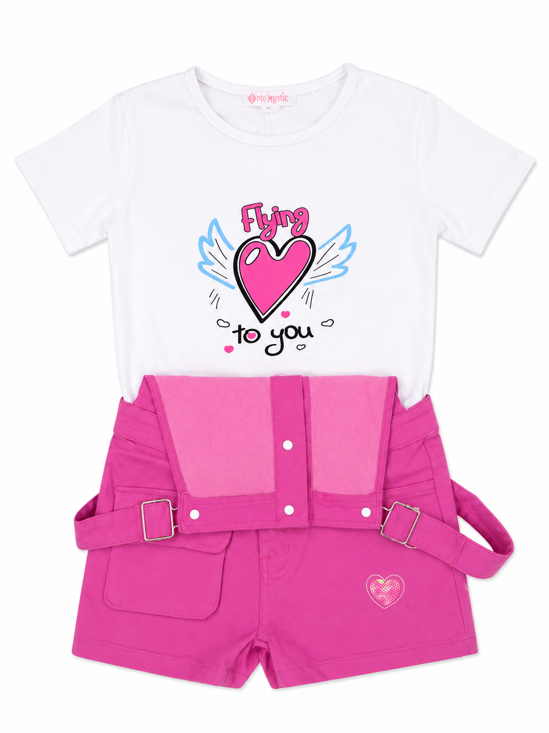 Set niña con overol short y playera