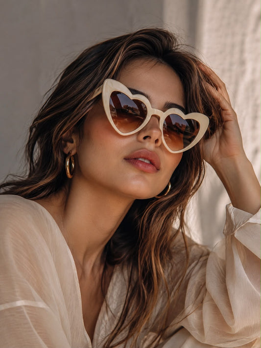 Lentes Dama en forma de corazón color marfil