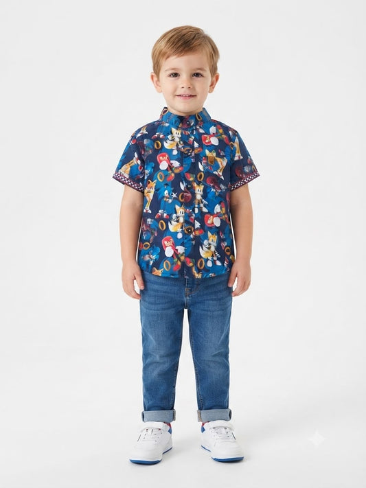 Camisa niño manga corta con estampado de S0nic™