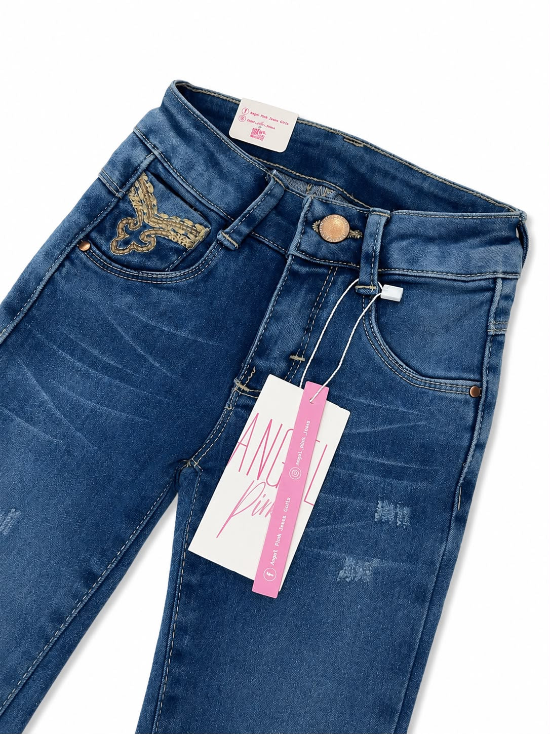 Pantalón niña acampanado de mezclilla con bordados