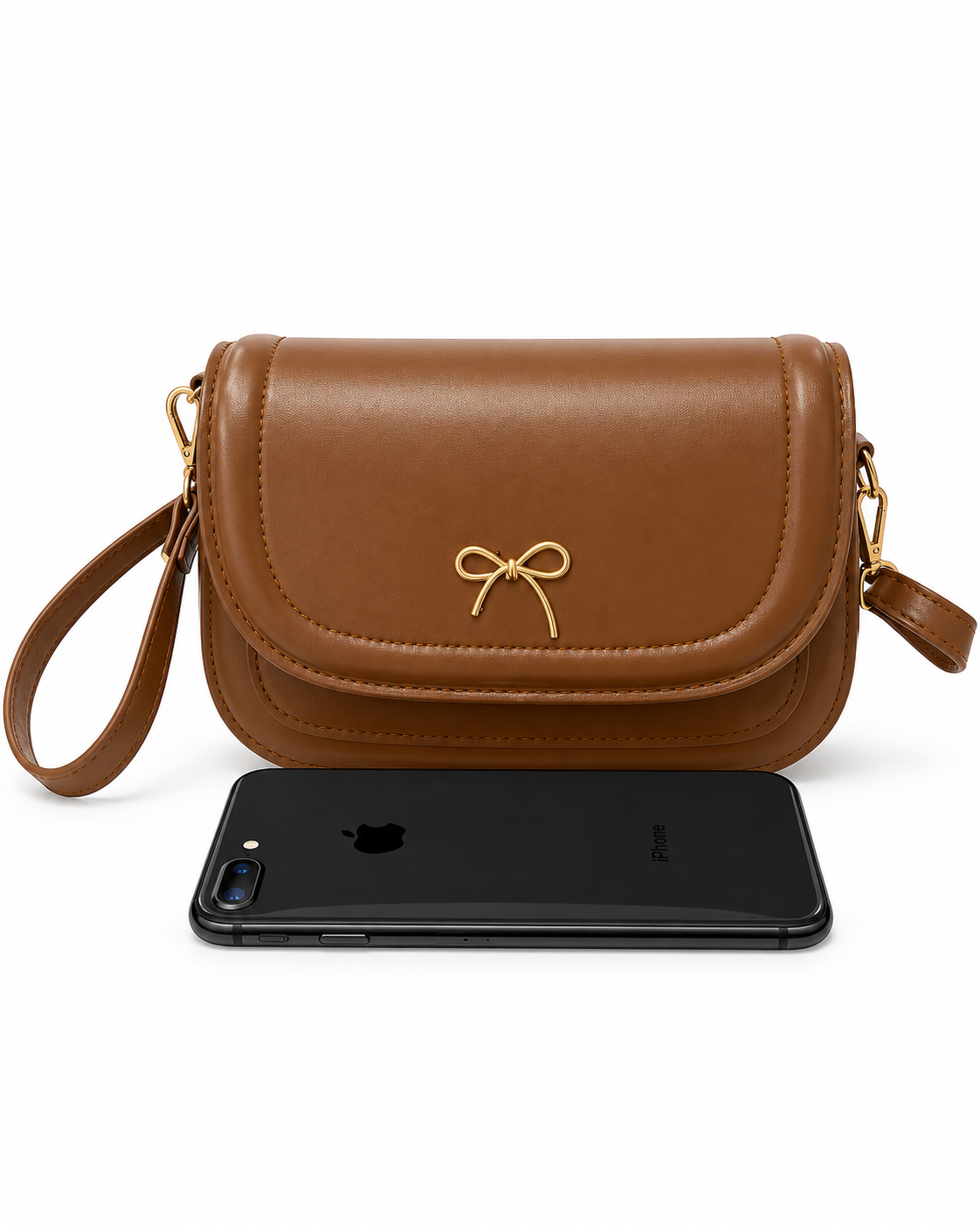 Bolsa dama con detalle de moñito y correa ajustable