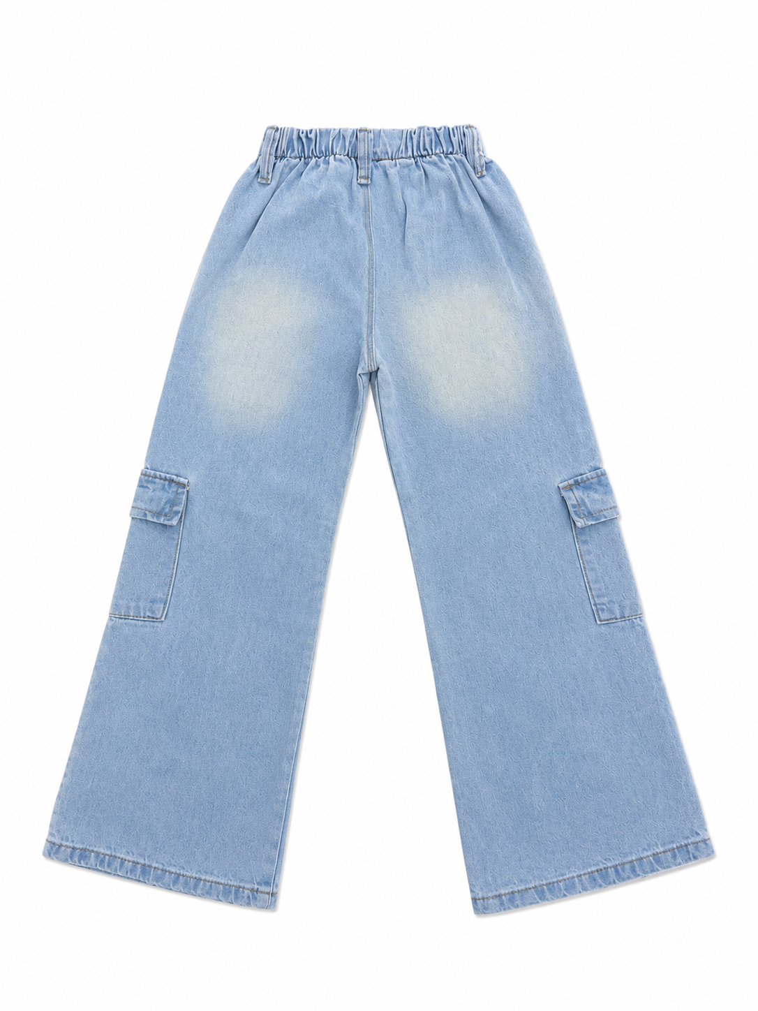Pantalón niña cargo de mezclilla con cintura elástica