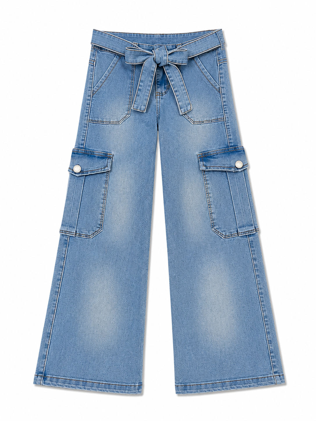 Pantalón niña cargo de mezclilla con cinturón