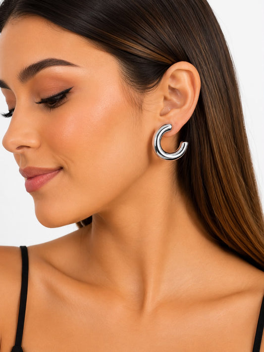 Aretes Arracadas Plateadas Bold ✨