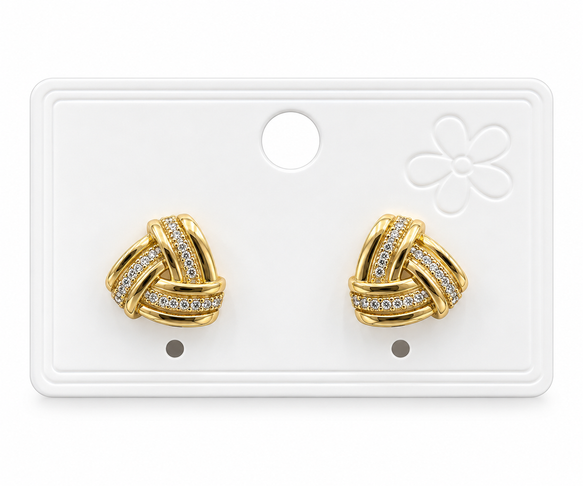 Aretes dama trenzados dorados con destellos ✨
