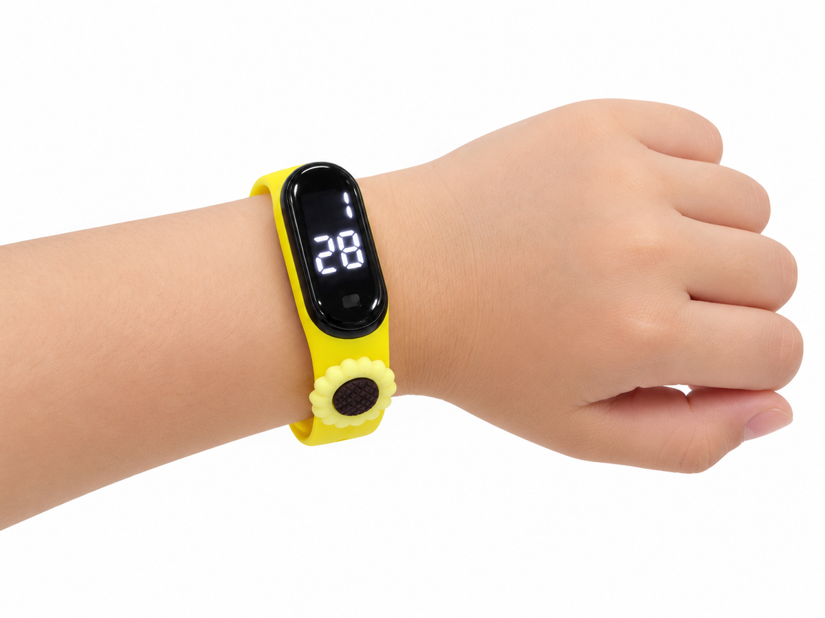 Reloj infantil digital amarillo con diseño de girasol 🌻💛